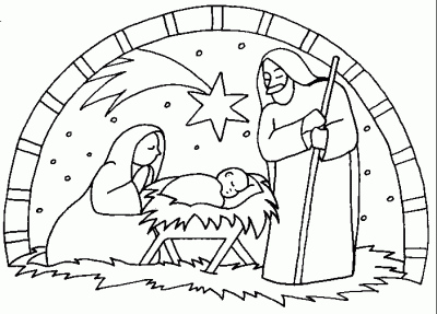 Kolorowanka online: Kolorowanka szopka Bożonarodzeniowa